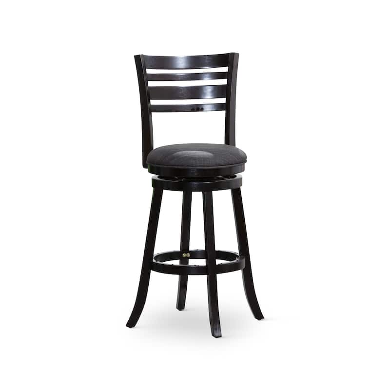 DTY Indoor Living Granby 4-Slat Back Swivel Stool - Espresso Finish/Charcoal Fabric - Bar Height - 29-32 in.