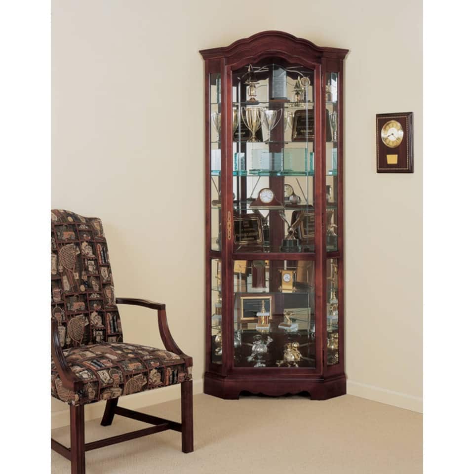 Howard Miller Brown Cherry-finished Wood Corner Curio Cabinet 5-Shelf