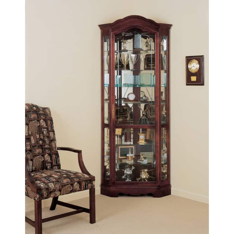 Howard Miller Brown Cherry-finished Wood Corner Curio Cabinet 5-Shelf - Cherry