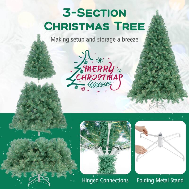 Costway 6.5 FT/7.5 FT Artificial Xmas Tree with 250/550 White LED - See Details