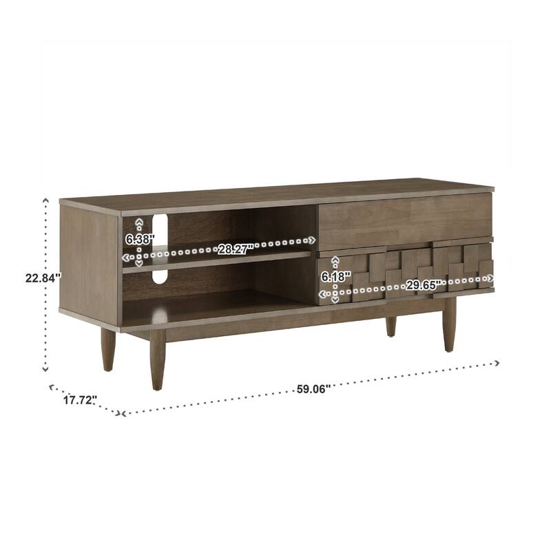 Kieran Mid-Century Wood 2-Drawer TV Stand by iNSPIRE Q Modern - 59-Inch