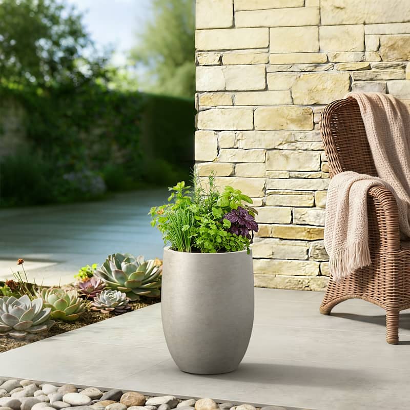 Concrete Tall Round Planter / Pot with Drainage Holes