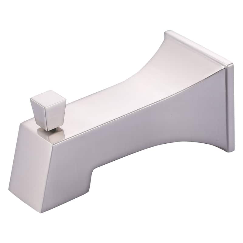 WOWOW Integrated Diverter Square Bathtub Spout in Modern - Brushed Nickel