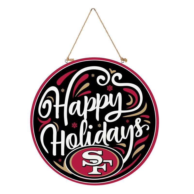 San Francisco 49ers 18" x 18" Happy Holidays Door Décor Wall Sign - 18" x 18"