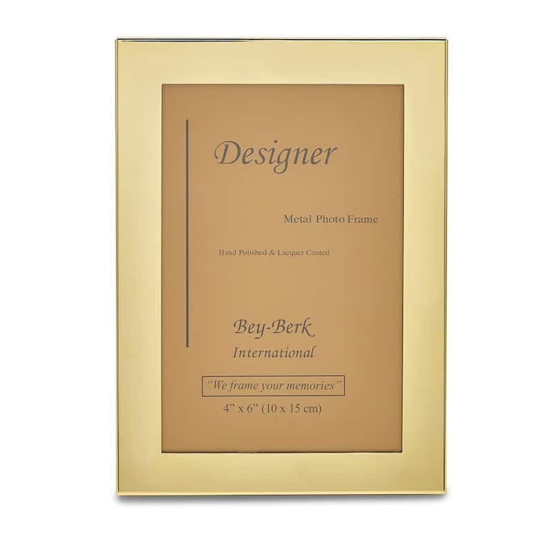 Curata Solid Brass Polished Lacquer-Coated 4x6 Photo Frame