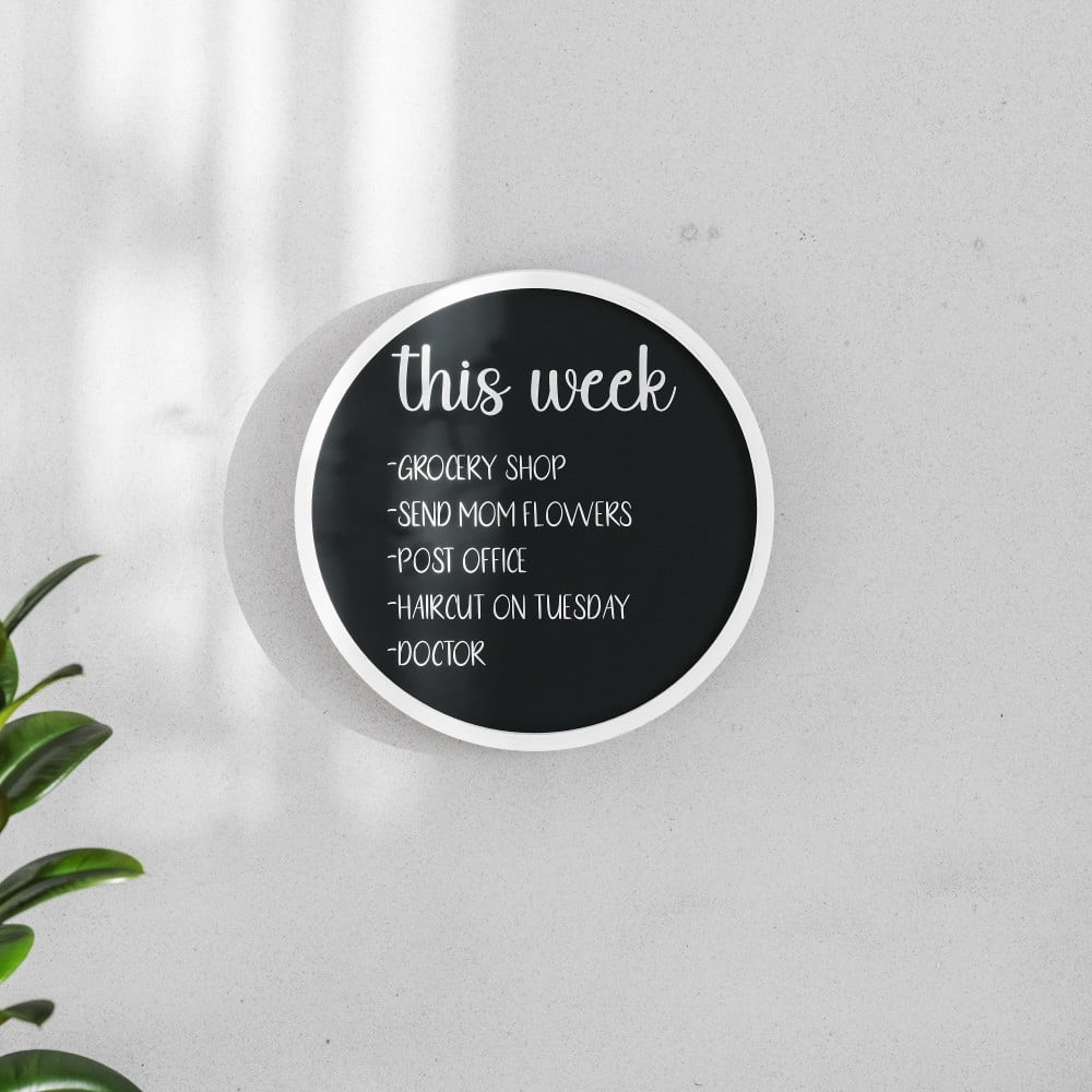 Set of 2 Commercial Grade Round Wood Framed Wall Mount Chalkboards