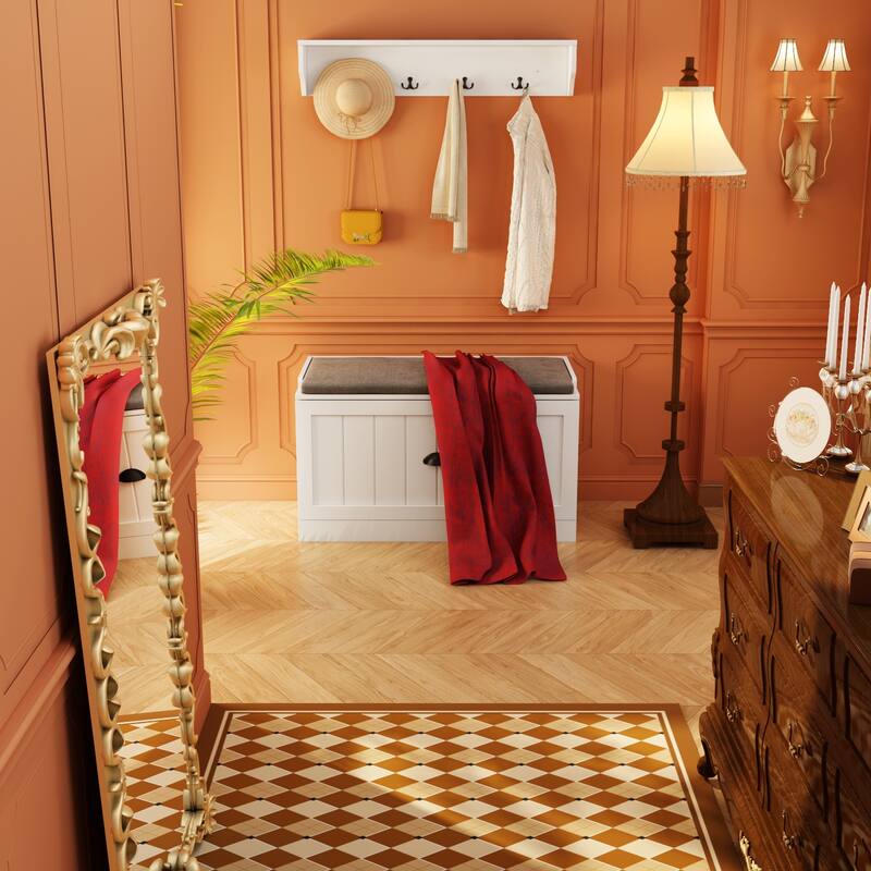 Combo Entryway Hall Trees Storage Bench Closet Organizer Clothes Rack