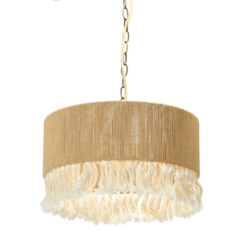 Metal & Natural Paper Rope Shade Pendant Lamp