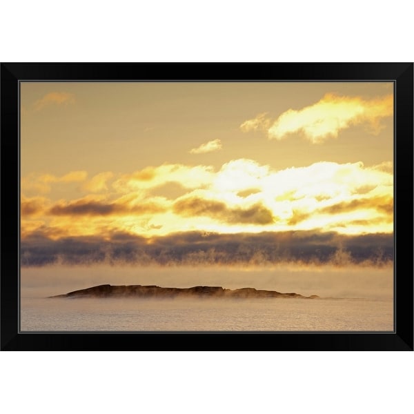 "winter mist on lake superior at sunrise" Black Framed Print
