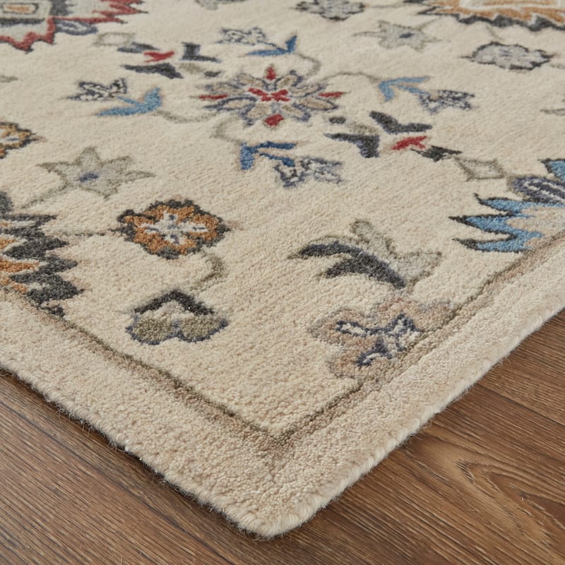 Ornamental Geometric Floral Ivory Persian Transitional Rug