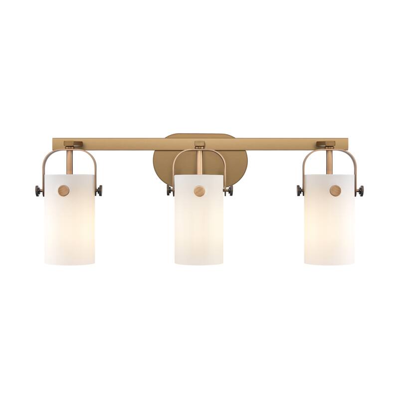 Innovations Lighting Pilaster II Cylinder - 3 Light 7" Wall-Mounted Bath Vanity Light - Brushed Brass/Matte White