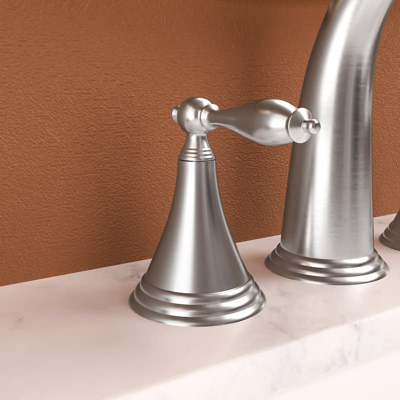 Modern 2 Handle Bathroom Sink Faucet with Pop Up Drain and 2 Water Supply Lines, Anti Corrosion, Scratch Resistant, 3 Hole