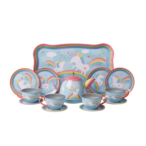 Unicorn Tea Set Child Size Play Teacups Saucers And Serving Tray Multicolor Overstock 19897258 Because little ones love surprises, this gift set includes an adjustable unicorn headband that fits girls of all ages. unicorn tea set child size play teacups saucers and serving tray multicolor