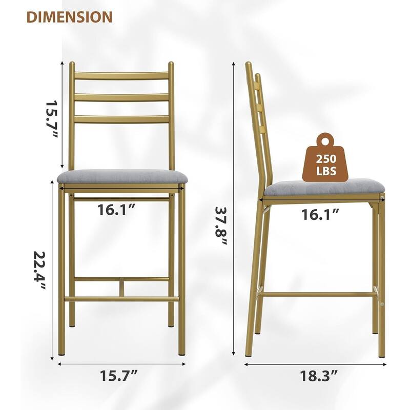 Faux Leather Upholstered 22 Inch Counter Height Barstools Set of 2