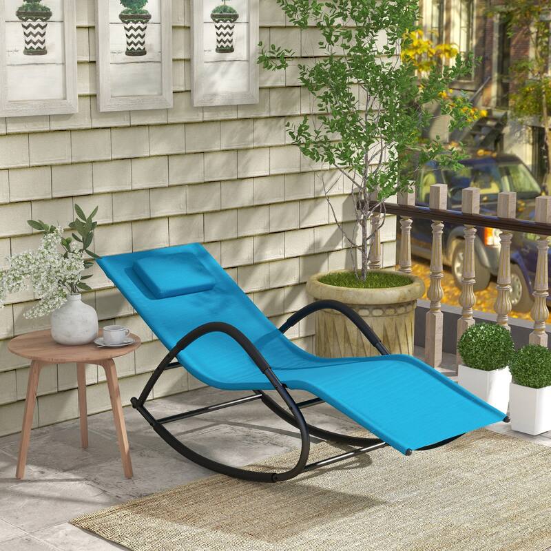 Zero Gravity Patio Chaise Sun Lounger, Outdoor Rocker, UV Water Resistant, Pillow for Sunbathing, Lawn, Garden or Pool