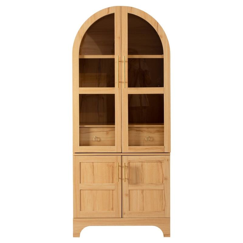 71" Tall Arched Kitchen Pantry Cabinet with Adjustable Shelves and Hidden Drawer for Stylish Storage Solutions