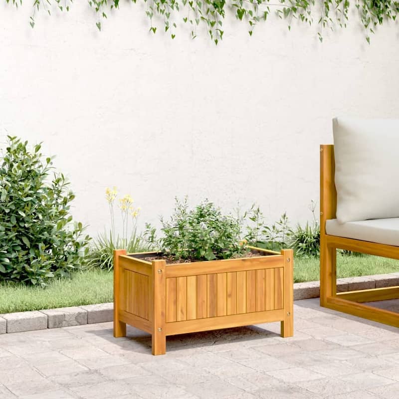 vidaXL Garden Planter with Liner Outdoor Flower Pot Box Solid Wood Acacia