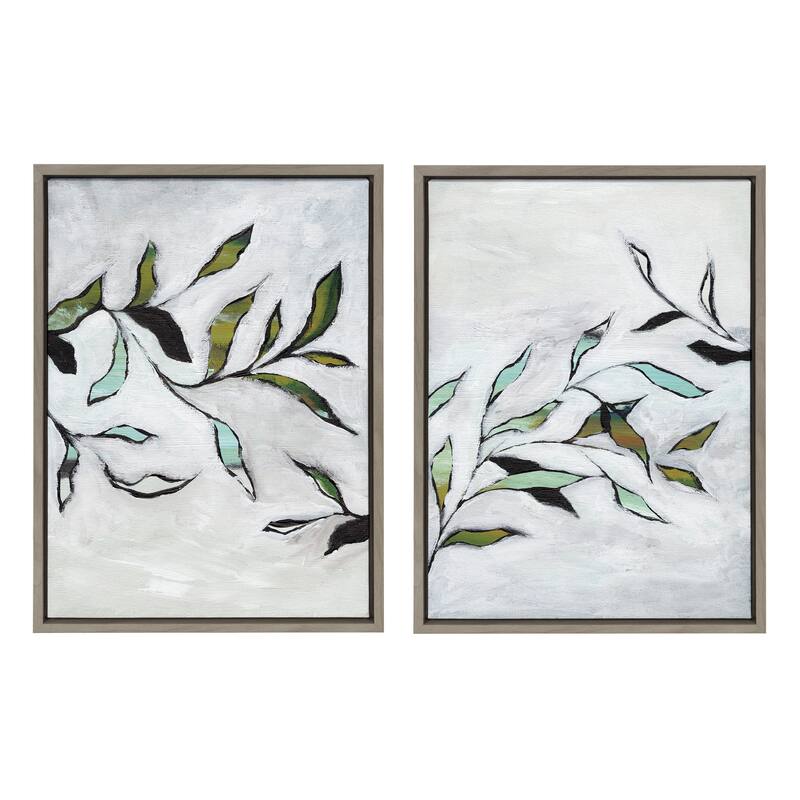 Kate and Laurel Sylvie Branch I II Framed Canvas by Nikita Jariwala