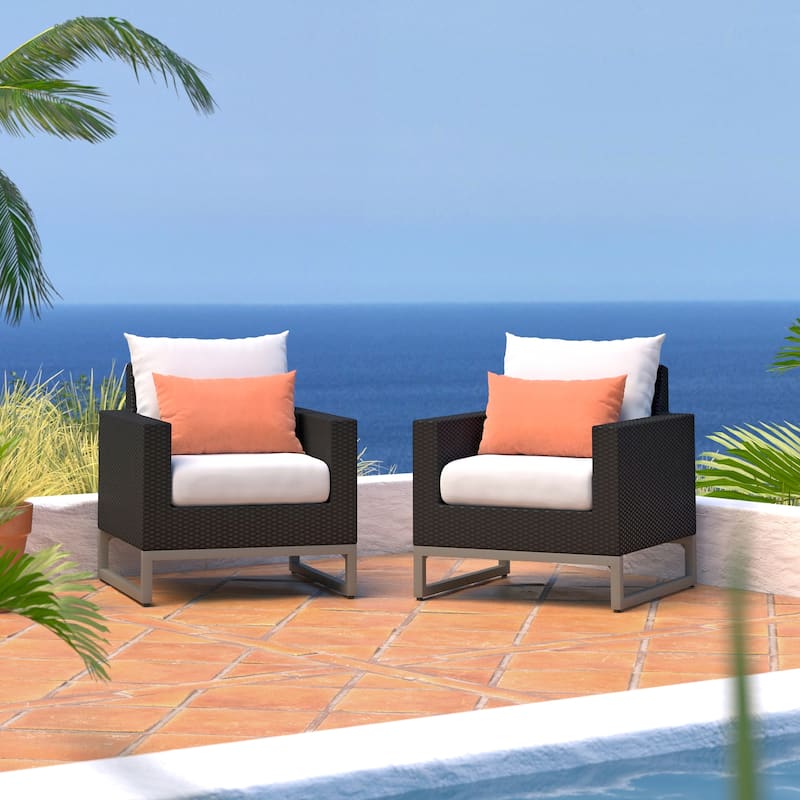 Milo Espresso 2 Piece Sunbrella Outdoor Patio Club Chairs