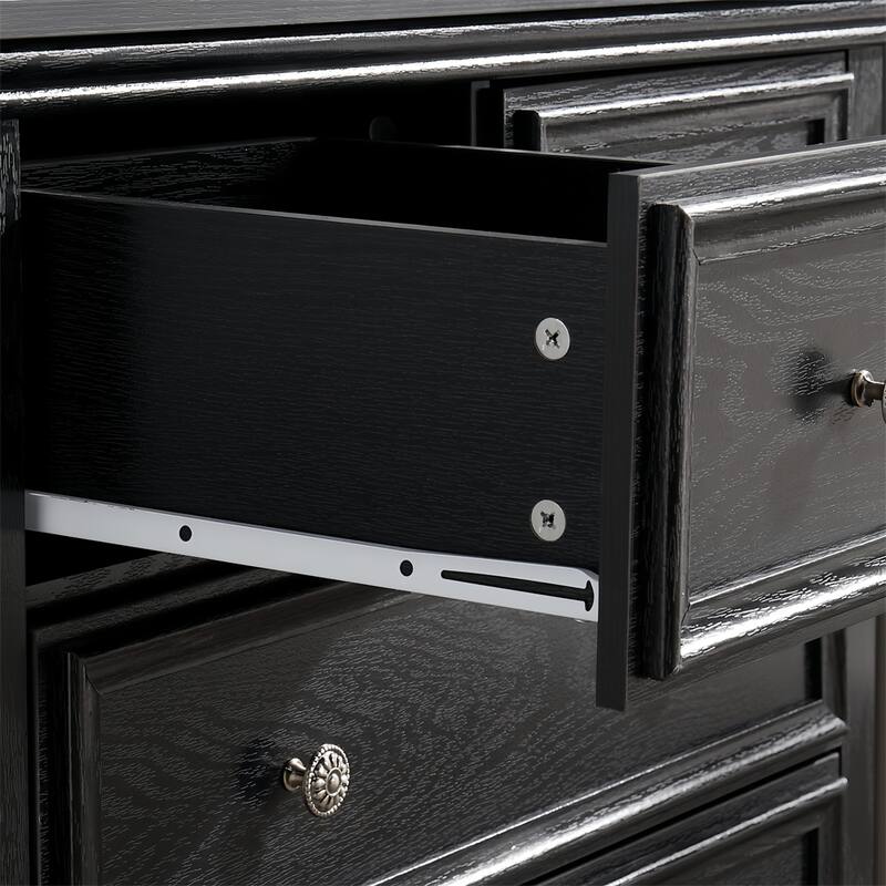 Modern 6 Drawers Dresser with Metal Handles and Metal Slide Rails