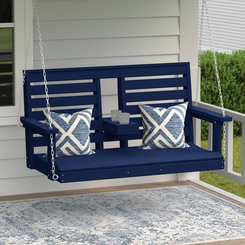Nashville Poly 54 Inch Porch Swing with Folding Cup Holder