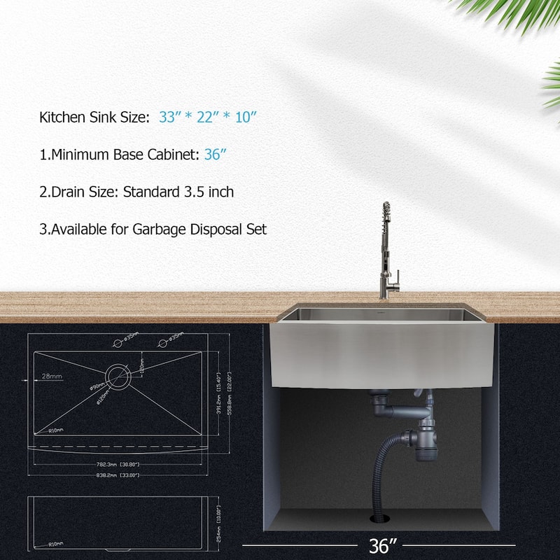 16-Gauge Stainless Steel 33 in. Single Bowl Farmhouse/Apron Drop-in Kitchen Sink with Bottom Grid