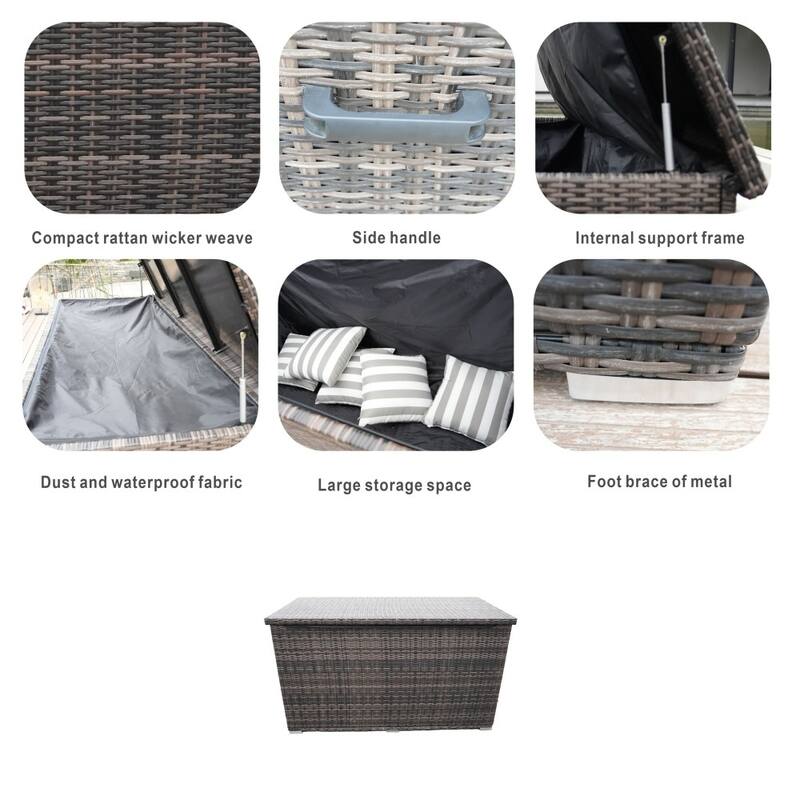 Outdoor Patio Wicker Cushion Storage Box