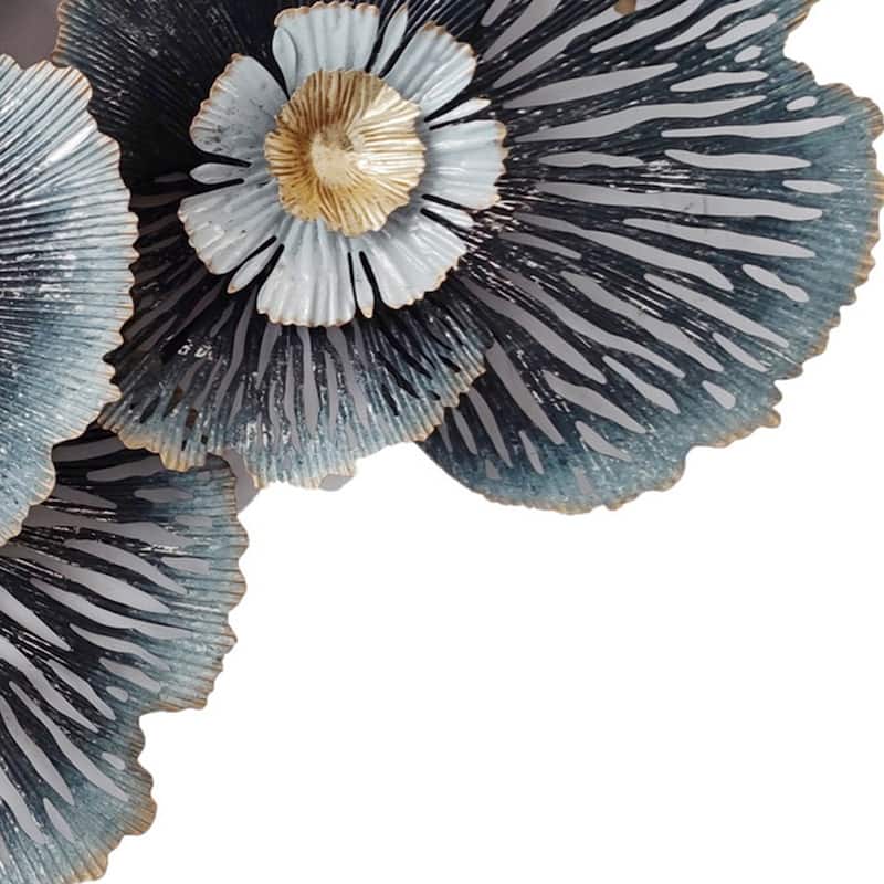Sherie Modern Wall Decoration, Floral Patterns, 45 Inch Blue Metal