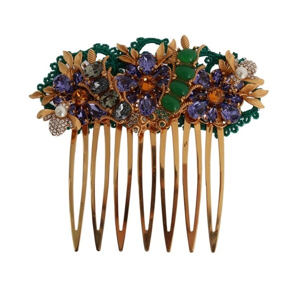 gold crystal hair comb