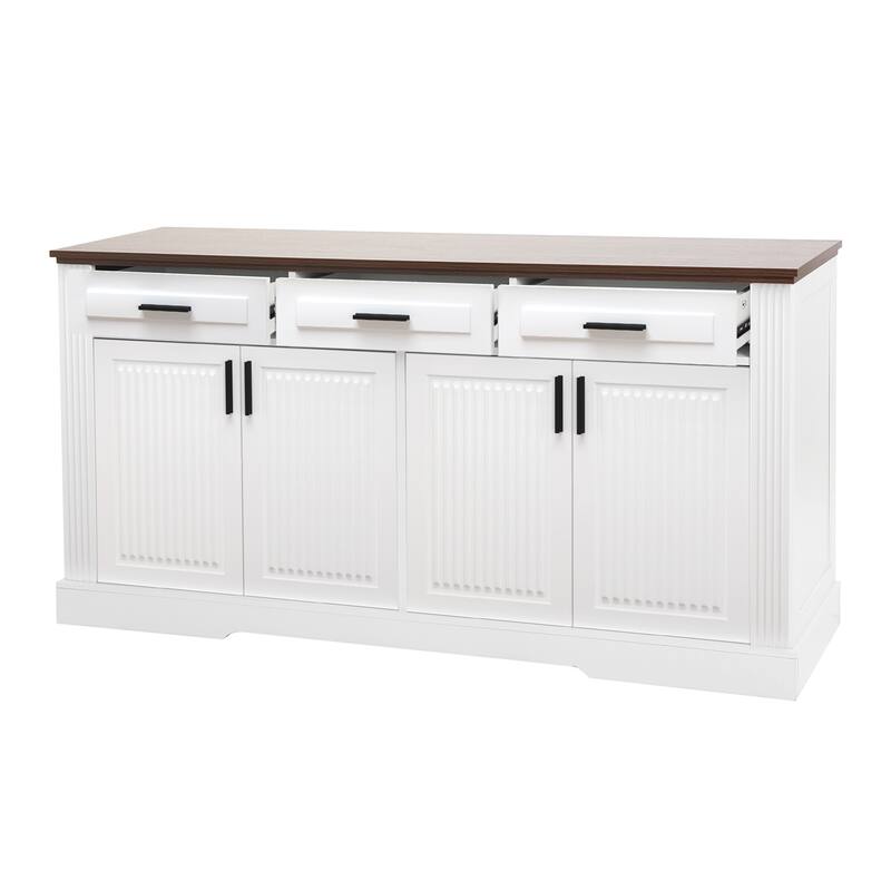 63 Inch Farmhouse Barn Door Storage Cabinet with 2 Drawers, Door Rack & Adjustable Shelves