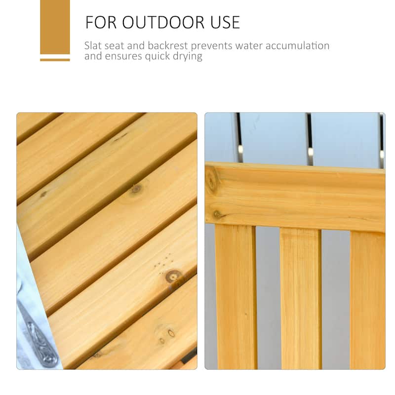 Outsunny 2-Person Patio Swing Glider Bench with Quick Drying Design and Widen Armrest, Wood Rocking Chair Loveseat for Backyard