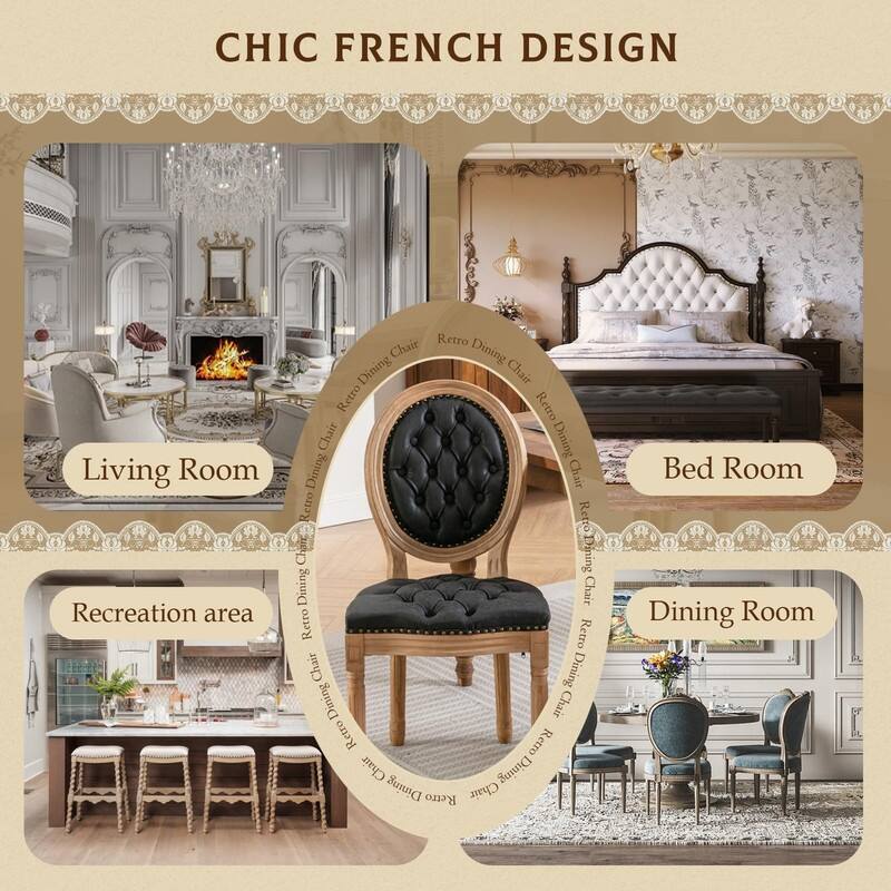 Upholstered French Style Nailhead Dining Chairs(Set of 4)