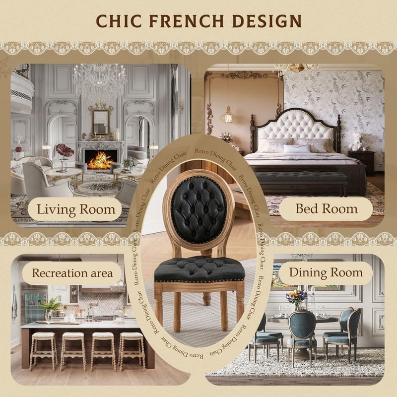 Upholstered French Style Nailhead Dining Chairs(Set of 6)