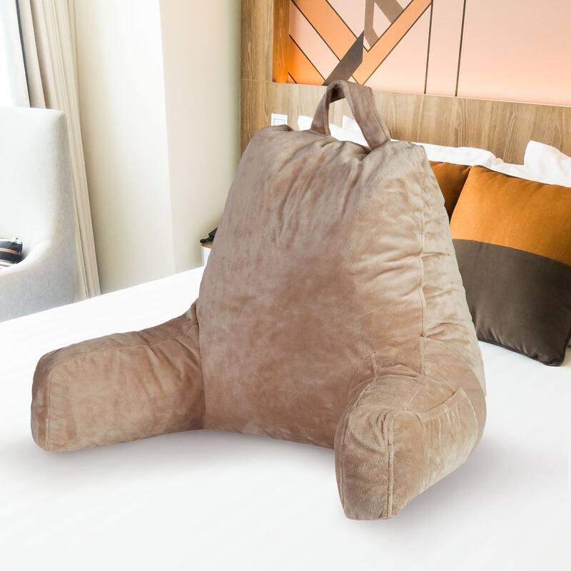 Cheer Collection Backrest Reading TV and Gaming Pillow with Armrest - Taupe