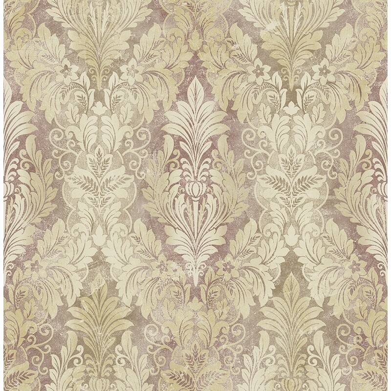 Seabrook Design Apollo Diamond Damask Unpasted Wallpaper - 20.5 in W x 33 ft. L - Metallic Latte & Lavendar