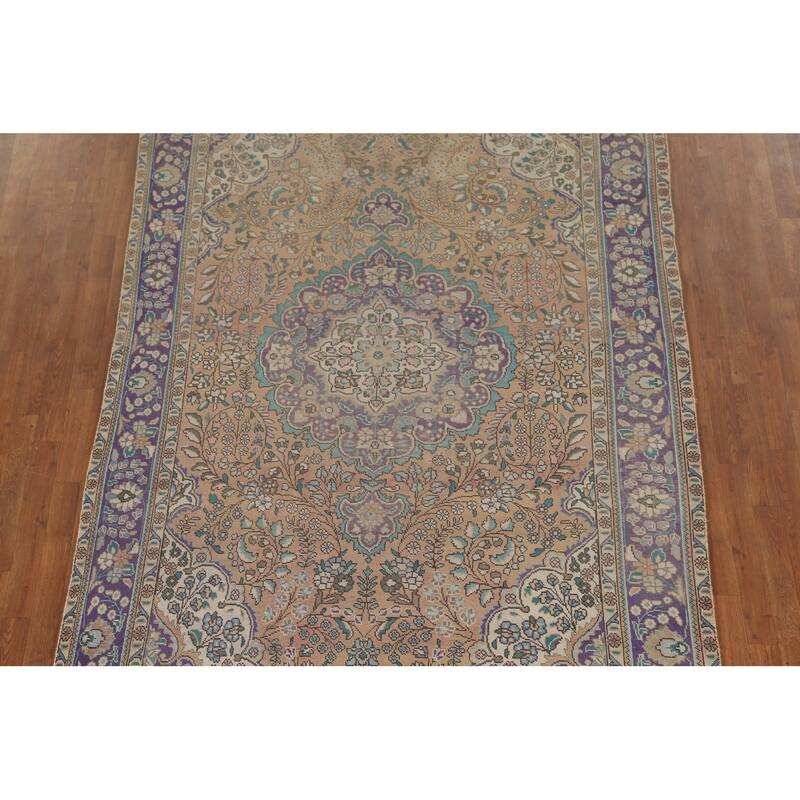 Tabriz Persian Vintage Area Rug Handmade Bedroom Wool Carpet - 6'6"x 9'8"