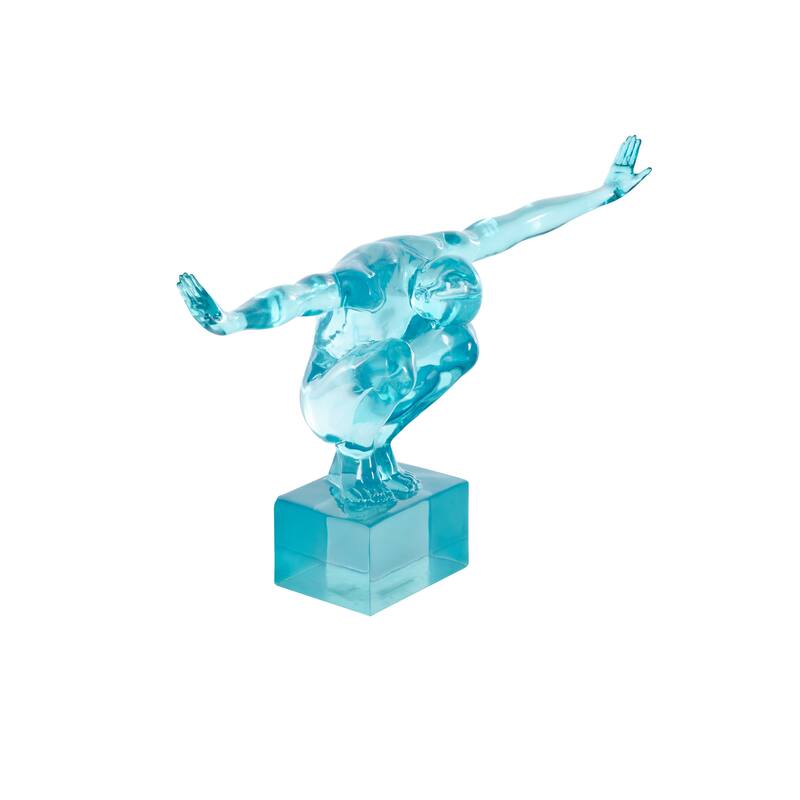 Resin Tinted Posing People Decorative Sculpture - Green Or Blue or Pink