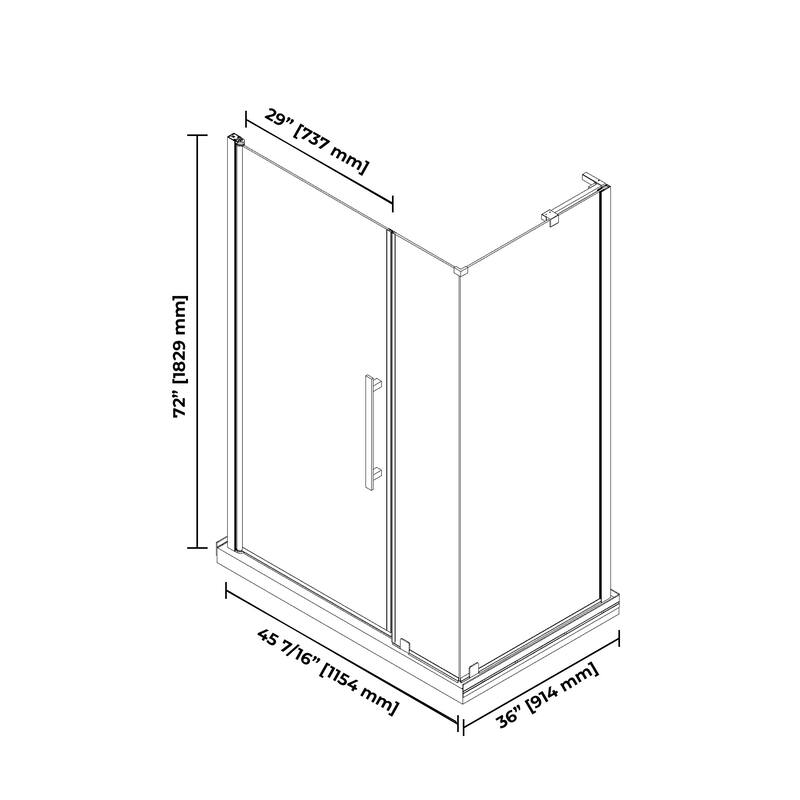 OVE Breeze Pivot Corner Frameless Pivot Shower Door Kit with Base Pan