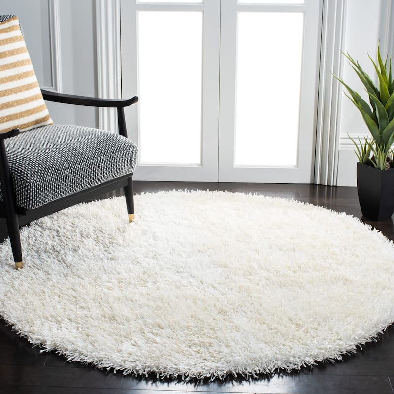 SAFAVIEH Handmade New Orleans Shag Dulce Area Rug - 7' Round - Off White/Off White