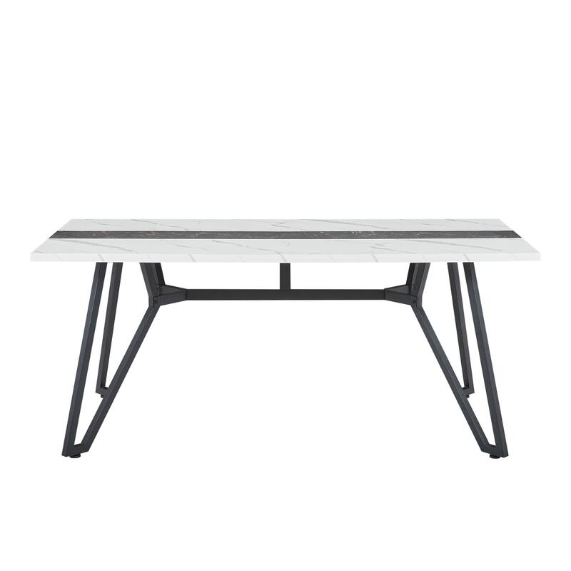 70.9"Rectangular Large Dining Table, Marble Grain Waterproof Large Desk for 6 People， NO CHAIRS