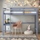 preview thumbnail 1 of 53, Loft Pine Wood Bed Frame with Safety Guardrail,Built-In Desk,Ladder,Twin Size Grey
