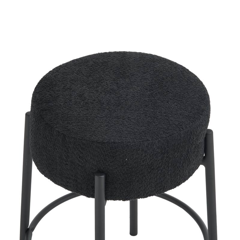Set of 2 24" Round Bar Stools,Contemporary Upholstered Sturdy Hardware Support Legs