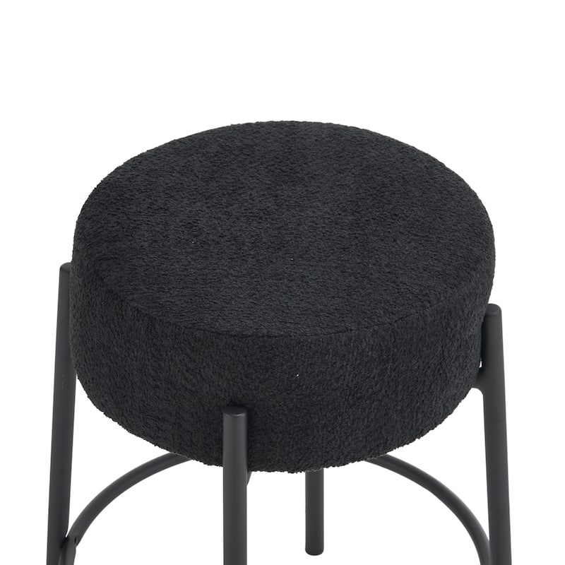Set of 2 Contemporary Round Upholstered Dining Stools, Bar Stools