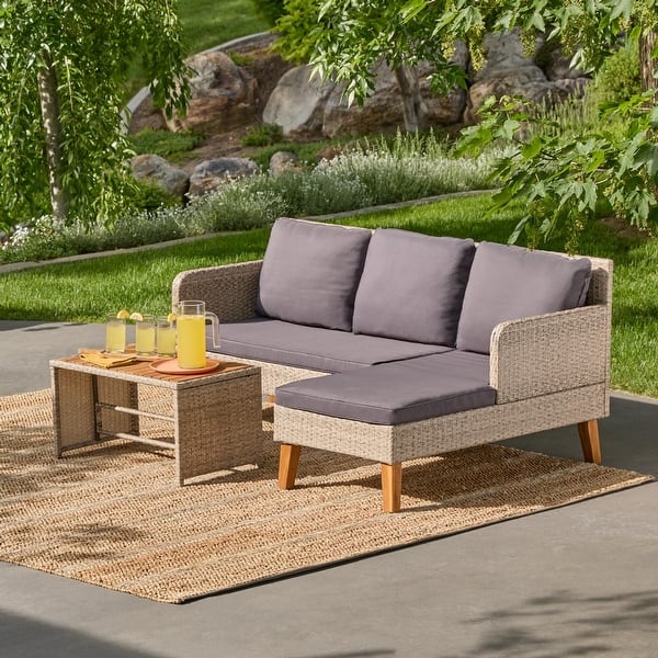 slide 8 of 16, Brookside Chloe Rattan Outdoor Seating Collection Sectional with table