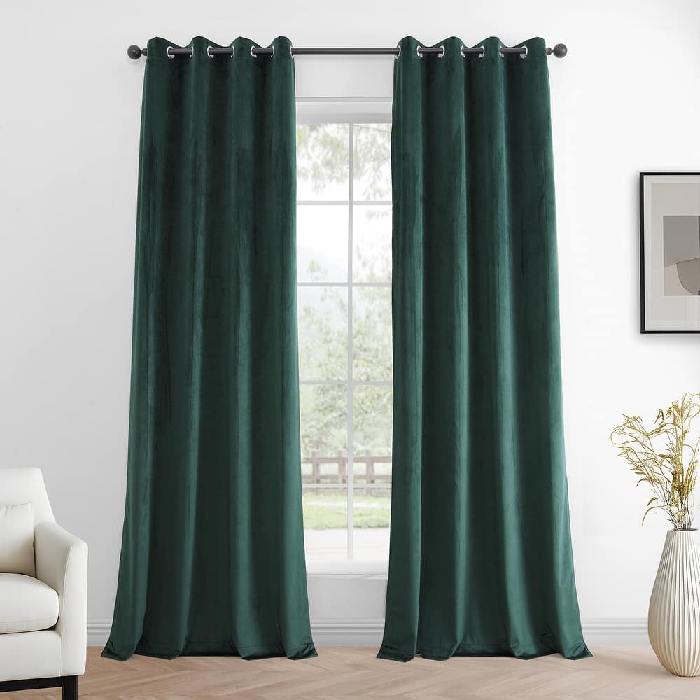 Exclusive Fabrics Simply Velvet Grommet Room Darkening Curtains for Bedroom & Living Room Curtains Pair (2 Panels))