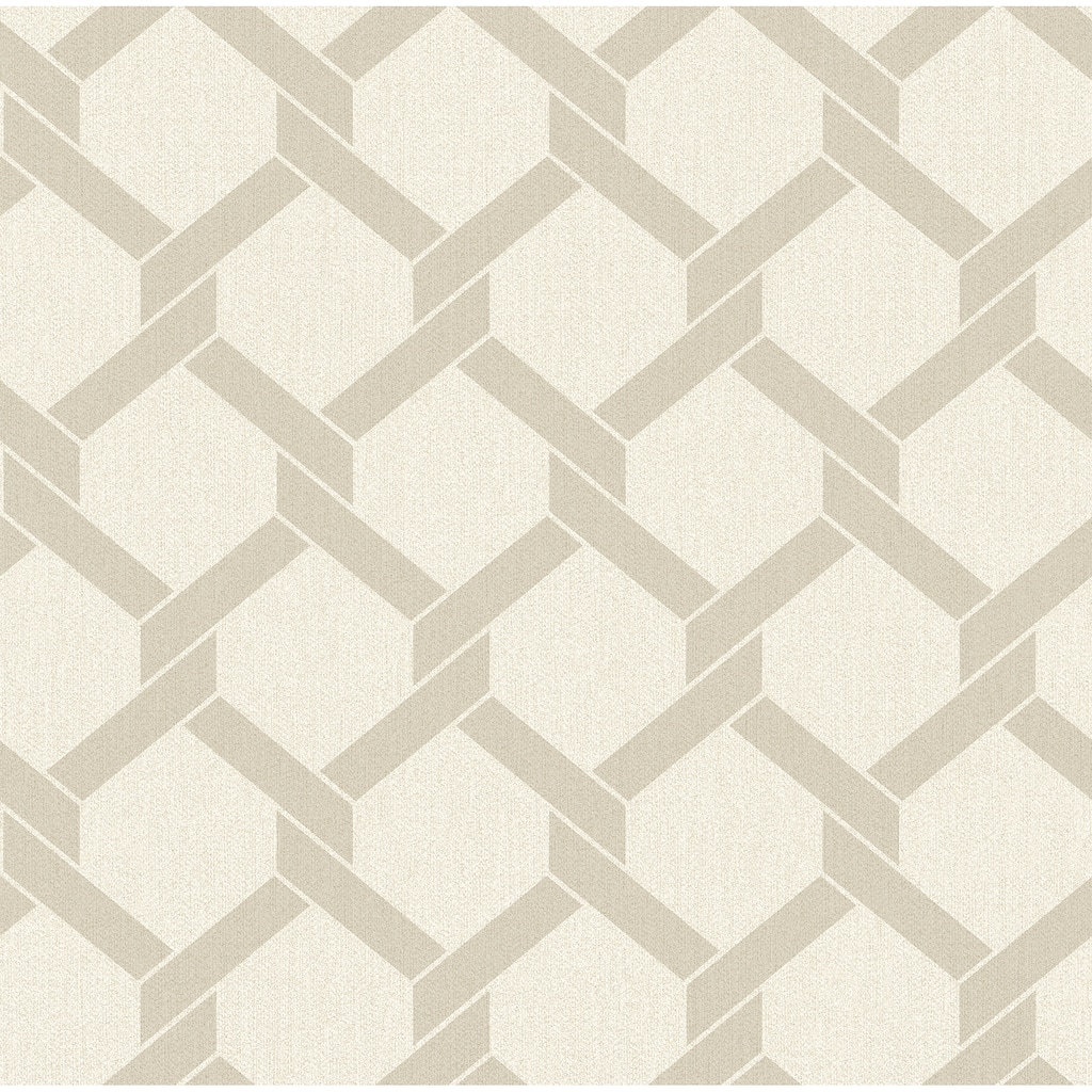 A-Street Prints Payton Beige Hexagon Trellis Wallpaper