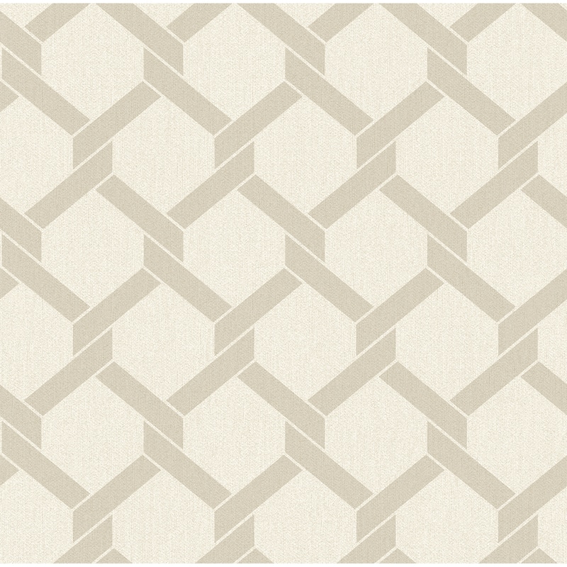 A-Street Prints Payton Beige Hexagon Trellis Wallpaper