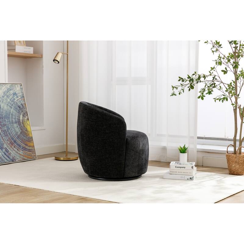 Chenille Fabric Swivel Accent Armchair Barrel Chair