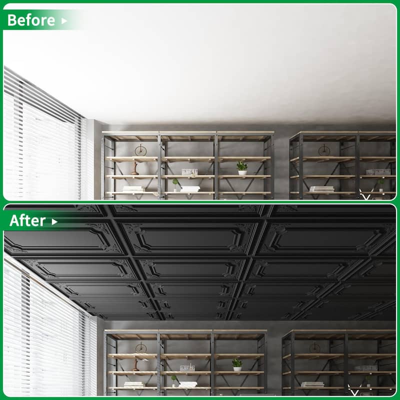 Art3d 12-Pack 24"x48" PVC 3D Wall Panel & Drop Ceiling Tiles, Cover 96 Sq.Ft.