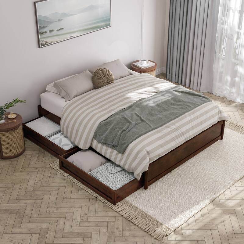 Barcelona Panel Platform Bed with Storage Drawers